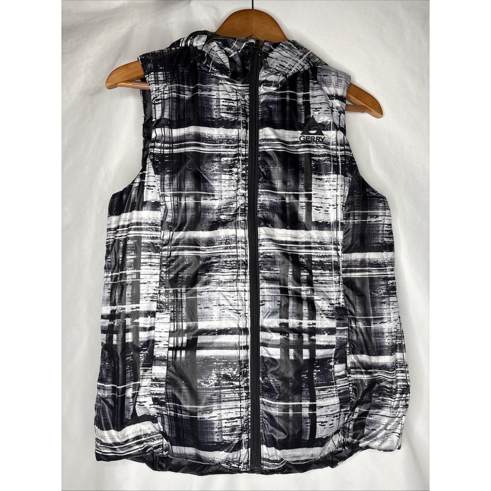 Gerry Women's‎ Small Reversible Down Puffer Vest Geometric Black White